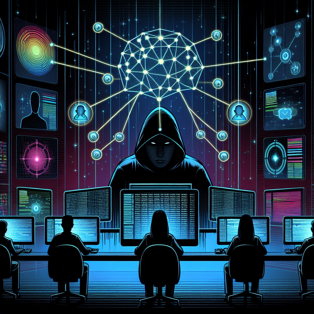 "Illustration of a hacker using machine learning algorithms to analyze data and identify potential targets, showcasing the intersection of technology and cybersecurity vulnerabilities."