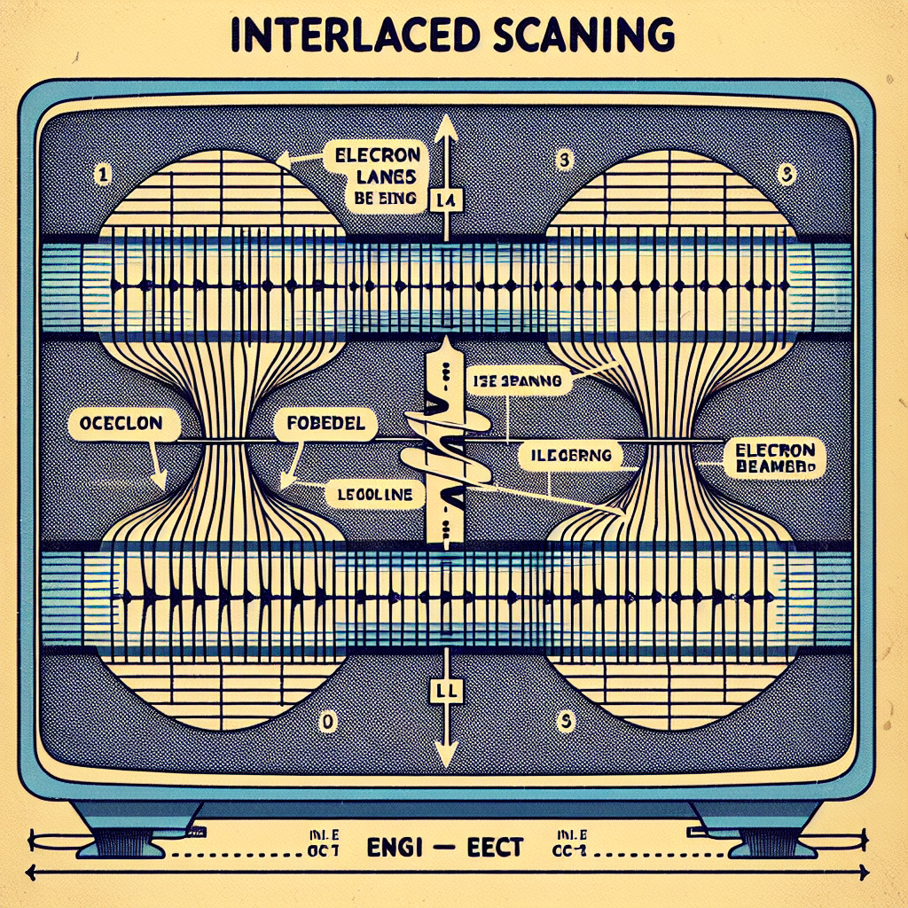 How does interlaced scanning work in a CRT?